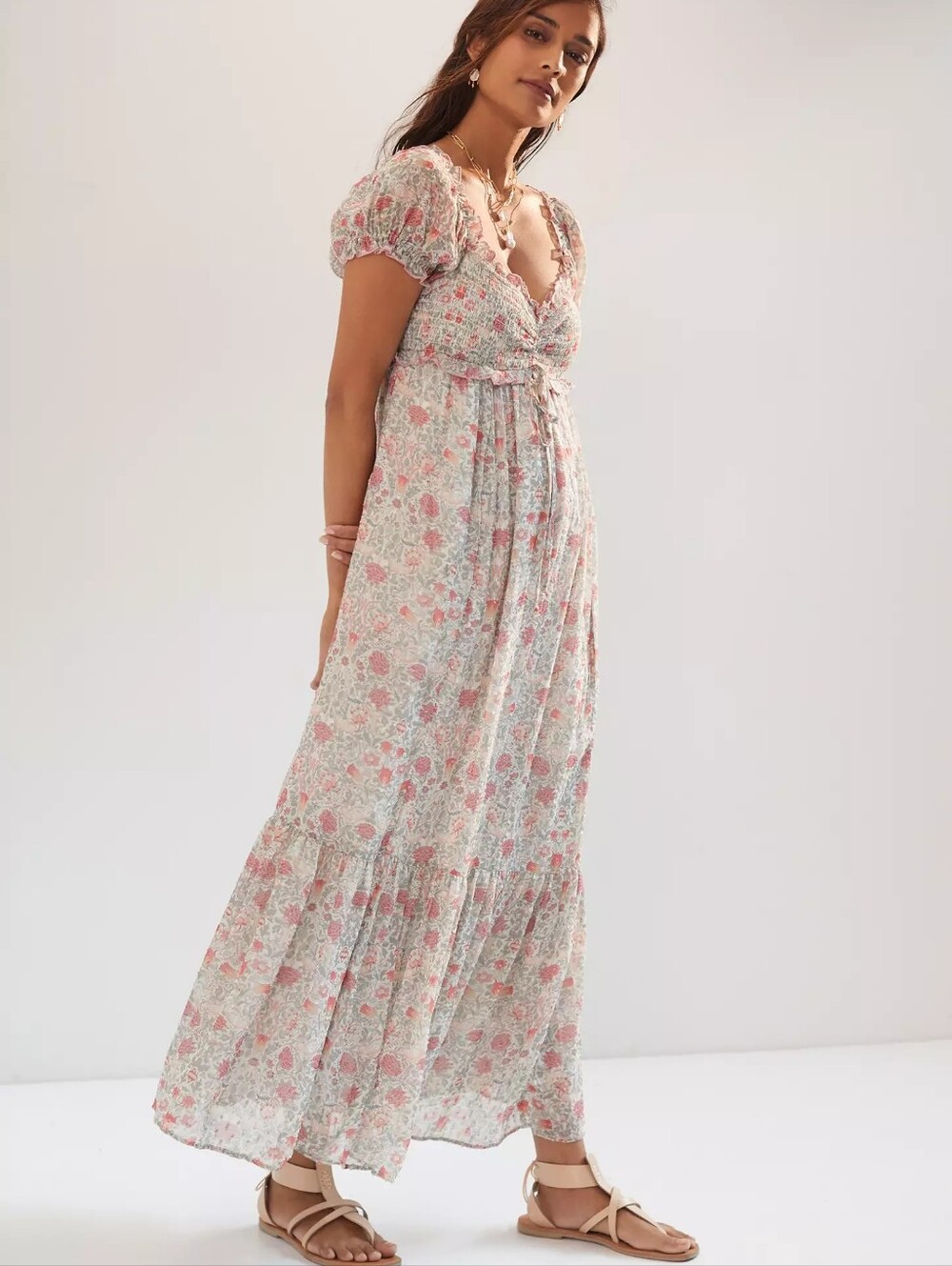 Anthropologie Wildflower Tiered Maxi Dress